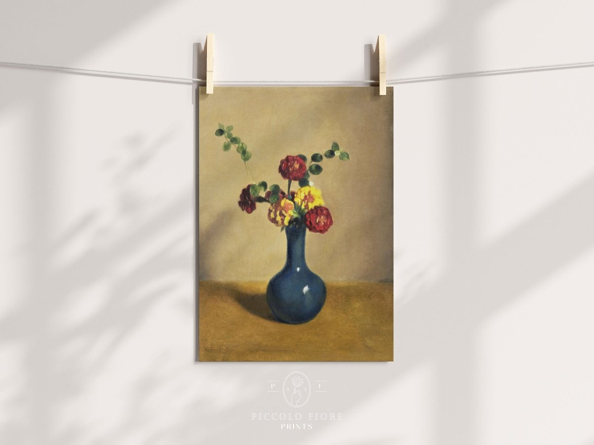 Still Life with Blue Vase of Flowers | P315 - Single Art Prints - Piccolo Fiore Prints