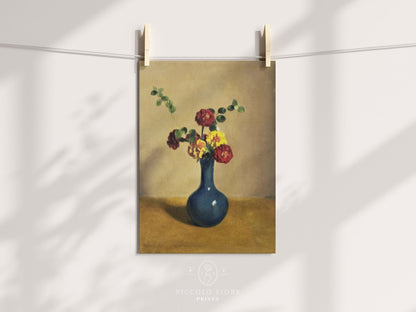 Still Life with Blue Vase of Flowers | P315 - Single Art Prints - Piccolo Fiore Prints
