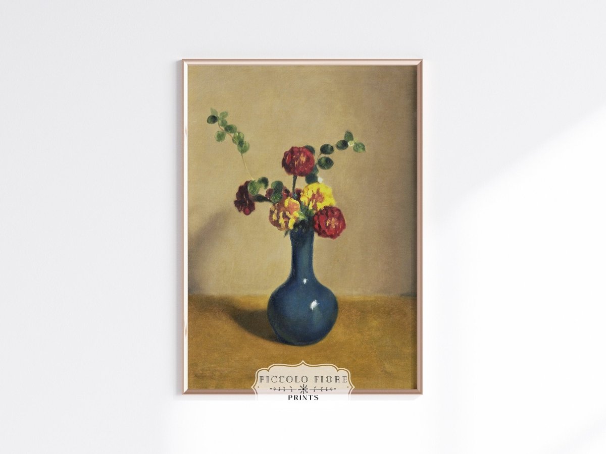 Still Life with Blue Vase of Flowers | P315 - Single Art Prints - Piccolo Fiore Prints