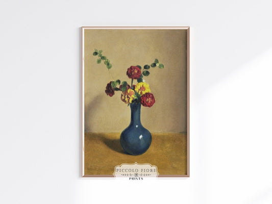 Still Life with Blue Vase of Flowers | P315 - Single Art Prints - Piccolo Fiore Prints