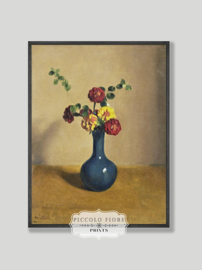 Still Life with Blue Vase of Flowers | P315 - Single Art Prints - Piccolo Fiore Prints