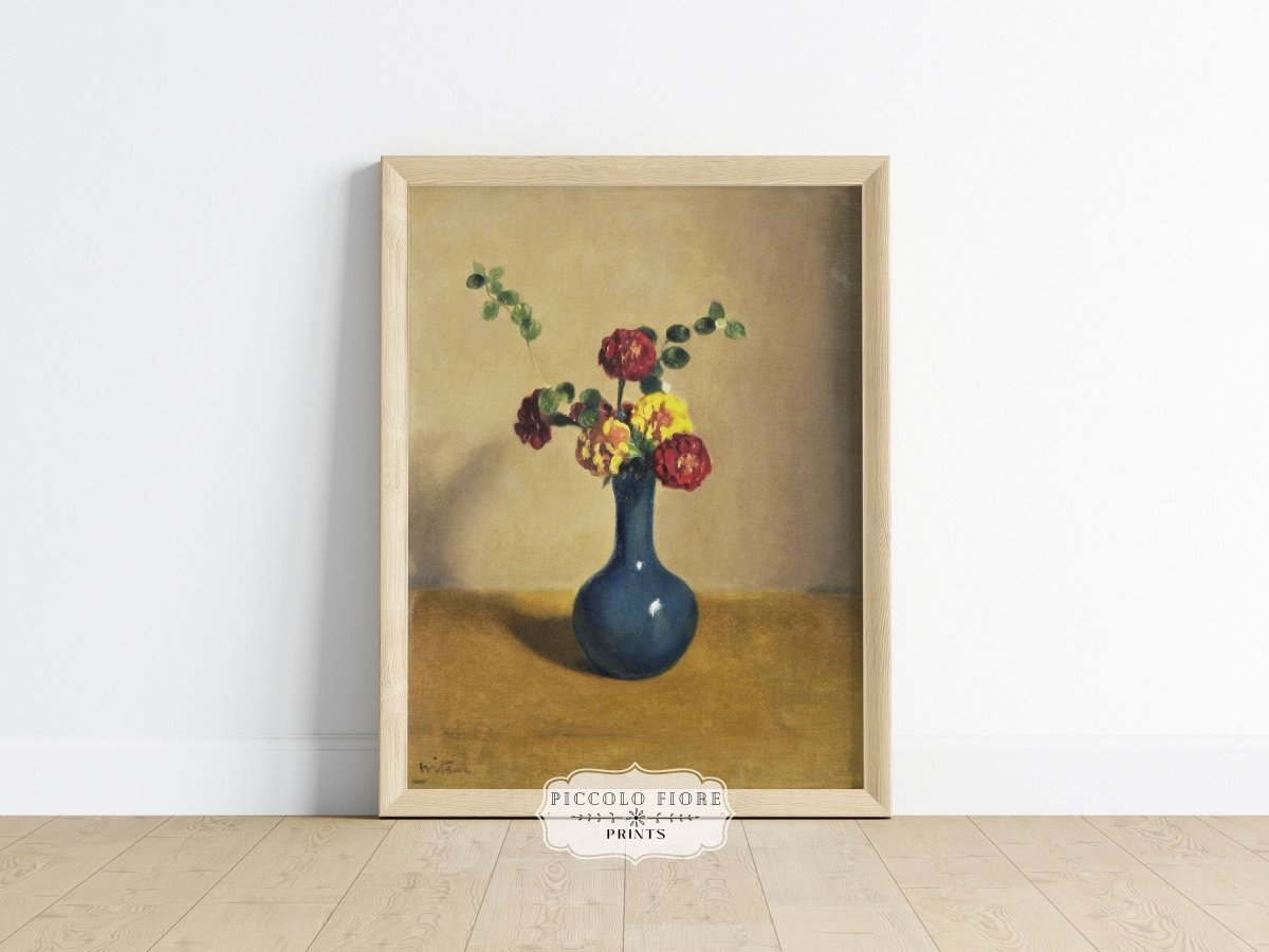 Still Life with Blue Vase of Flowers | P315 - Single Art Prints - Piccolo Fiore Prints