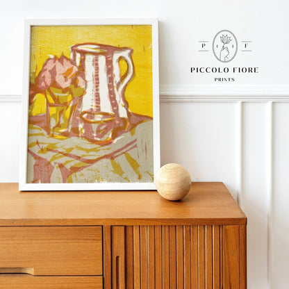 Still Life with Pitcher and Flowers | P142 - Single Art Prints - Piccolo Fiore Prints