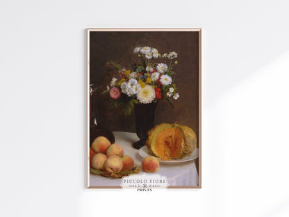 Still Life with Pumpkin, Flowers and Fruit | P474 - Single Art Prints - Piccolo Fiore Prints