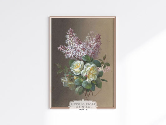 Still Life with Roses and Lilac | P21 - Single Art Prints - Piccolo Fiore Prints