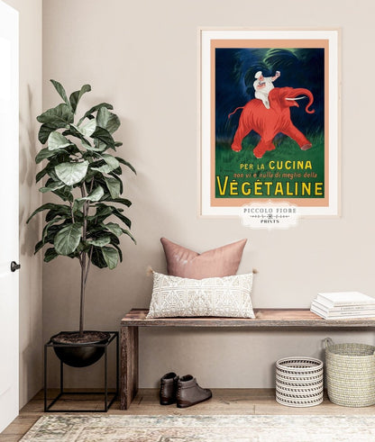 Vegetaline Elephant and Chef Italian Advertisement | P693 - Single Art Prints - Piccolo Fiore Prints