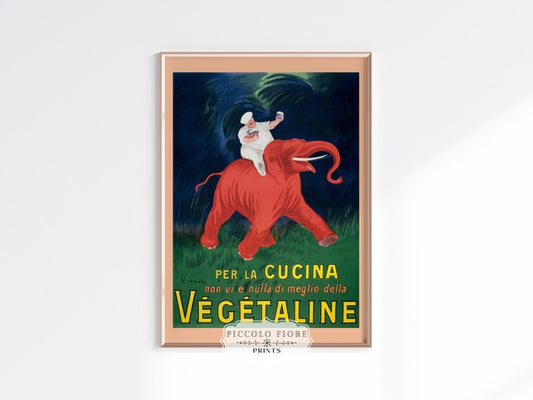 Vegetaline Elephant and Chef Italian Advertisement | P693 - Single Art Prints - Piccolo Fiore Prints