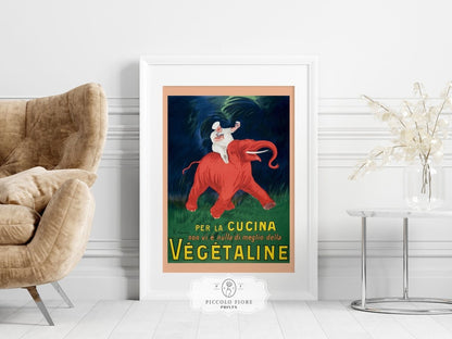 Vegetaline Elephant and Chef Italian Advertisement | P693 - Single Art Prints - Piccolo Fiore Prints