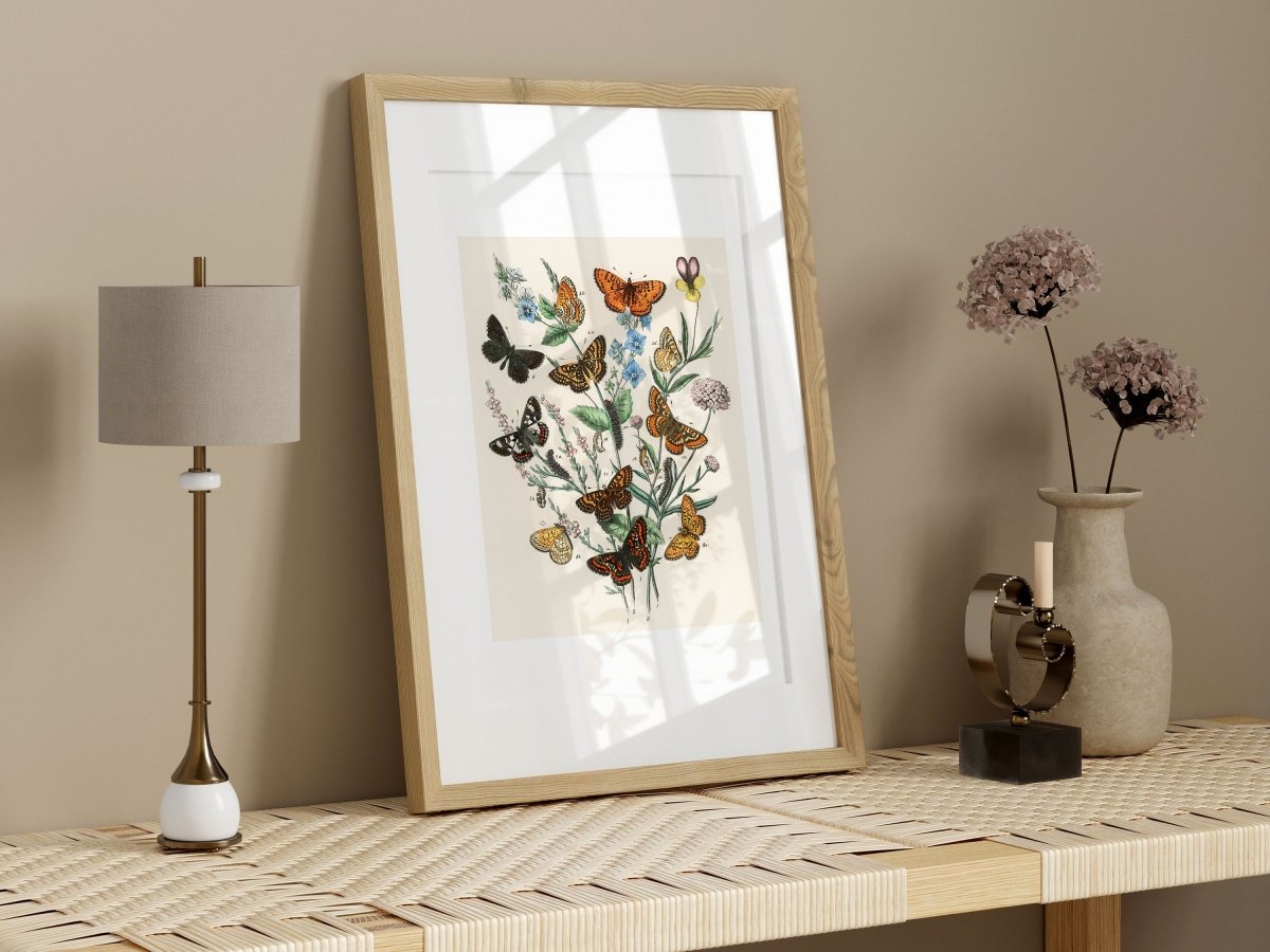 Vintage Butterfly and Caterpillar Art Print | Botanical Wall Art | Flowers and Butterflies Illustration | Instant DIGITAL DOWNLOAD | P28 - Single Art Prints - Piccolo Fiore Prints
