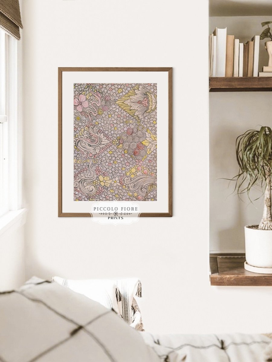 Watercolour Textile Pattern in Pink | P475 - Single Art Prints - Piccolo Fiore Prints