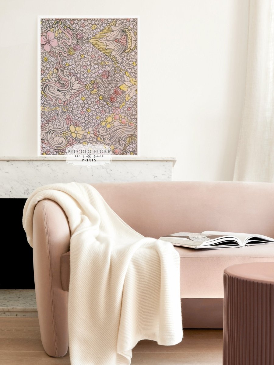 Watercolour Textile Pattern in Pink | P475 - Single Art Prints - Piccolo Fiore Prints