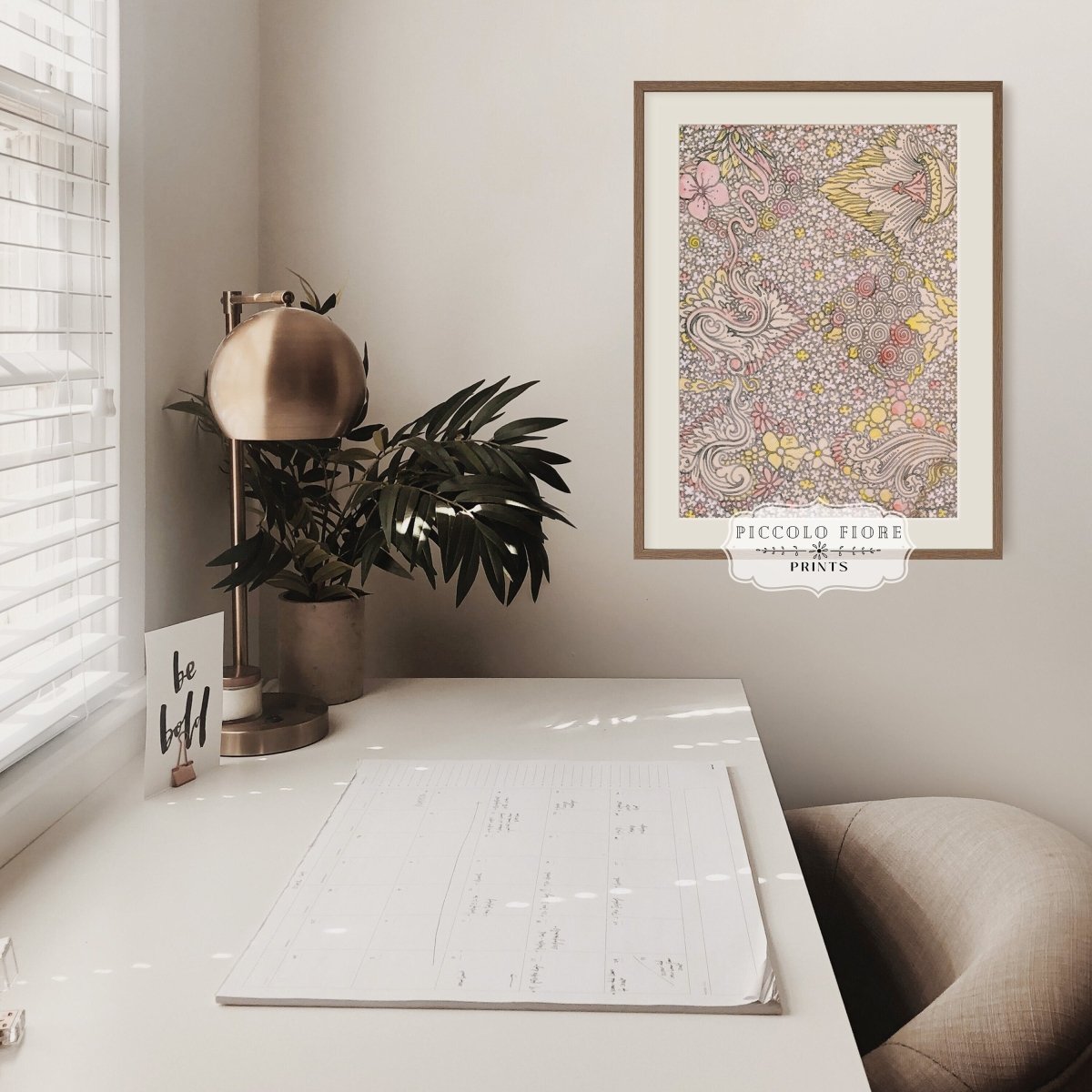 Watercolour Textile Pattern in Pink | P475 - Single Art Prints - Piccolo Fiore Prints