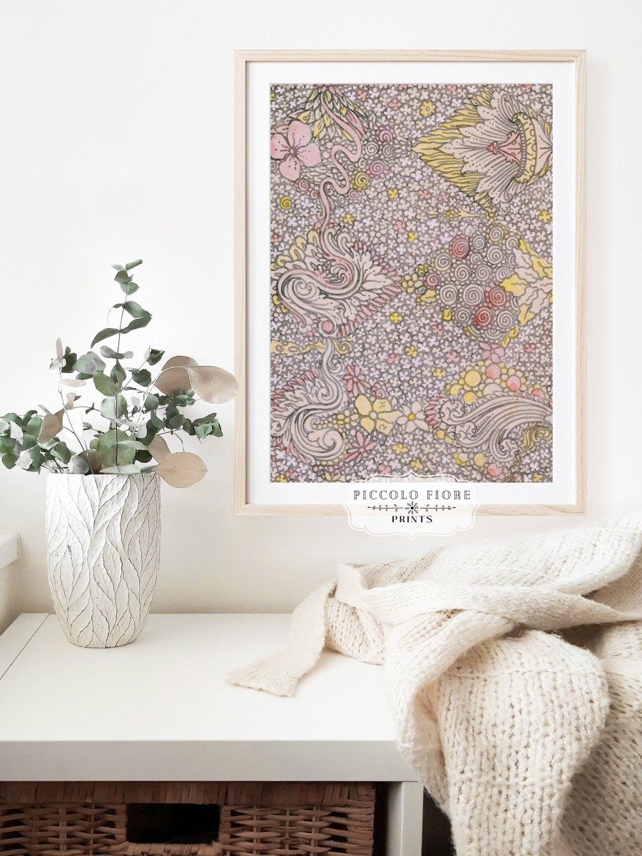 Watercolour Textile Pattern in Pink | P475 - Single Art Prints - Piccolo Fiore Prints