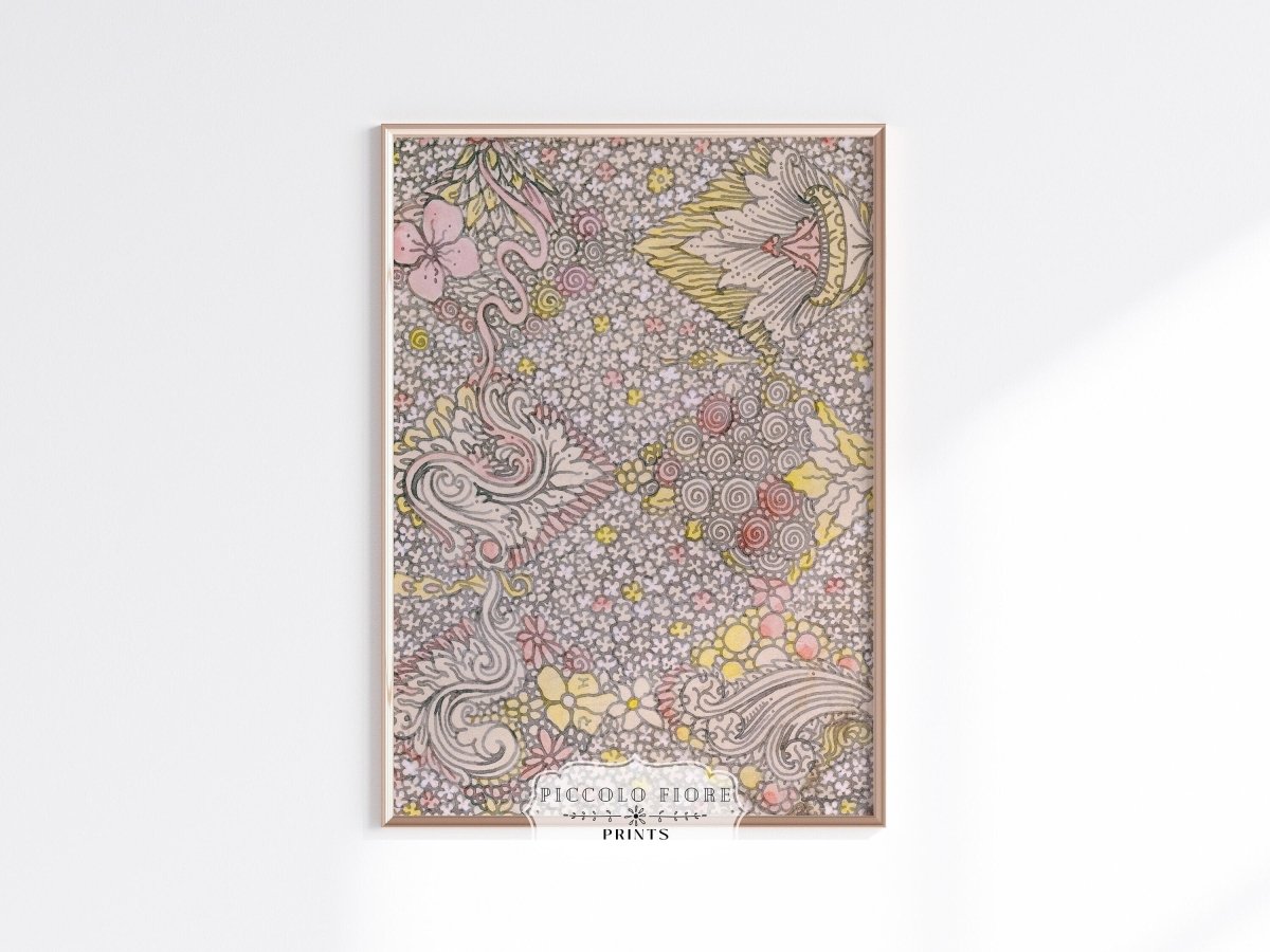 Watercolour Textile Pattern in Pink | P475 - Single Art Prints - Piccolo Fiore Prints
