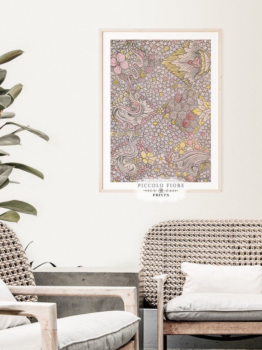 Watercolour Textile Pattern in Pink | P475 - Single Art Prints - Piccolo Fiore Prints