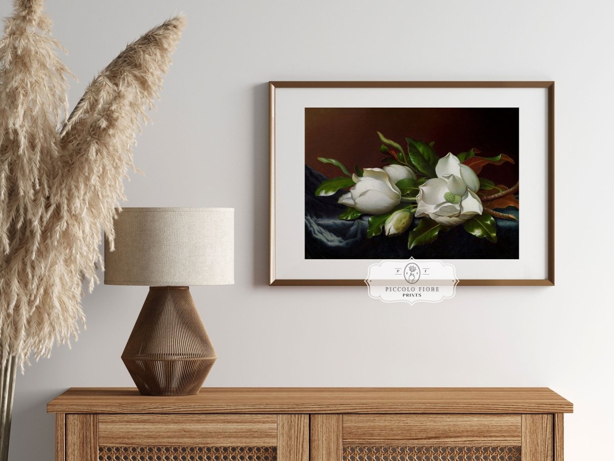 White Magnolias on Blue Velvet Cloth | P349 - Single Art Prints - Piccolo Fiore Prints