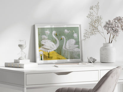 White Swans | P351 - Single Art Prints - Piccolo Fiore Prints
