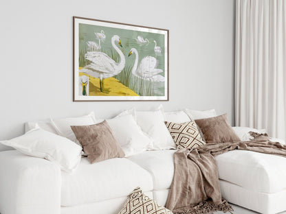 White Swans | P351 - Single Art Prints - Piccolo Fiore Prints