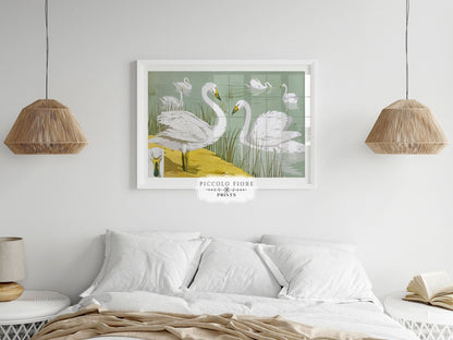 White Swans | P351 - Single Art Prints - Piccolo Fiore Prints