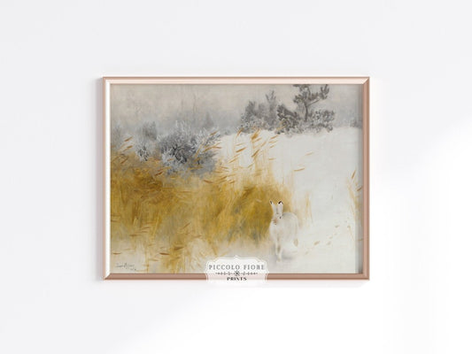 Winter Hare in the Snow | P426 - Single Art Prints - Piccolo Fiore Prints