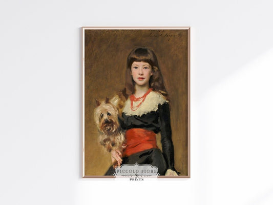 Young Lady with Yorkshire Terrier | P127 - Single Art Prints - Piccolo Fiore Prints